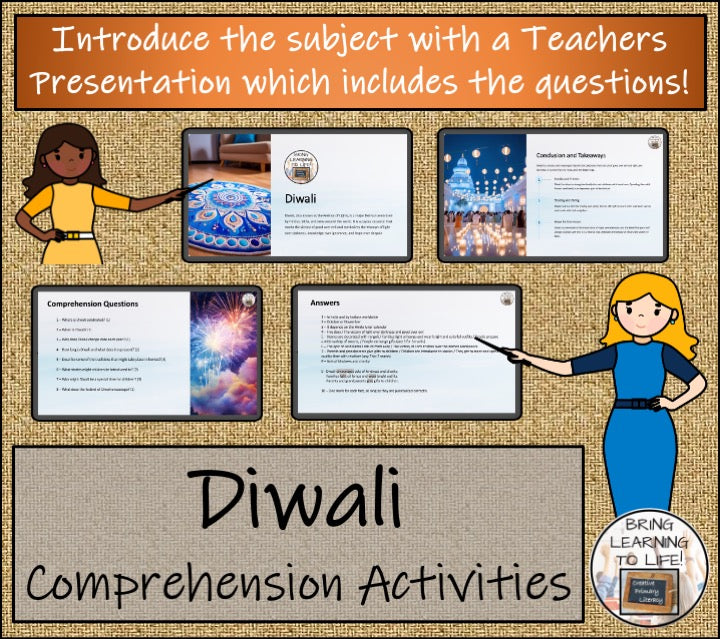 Diwali Close Reading Comprehension Activities | 3rd Grade & 4th Grade