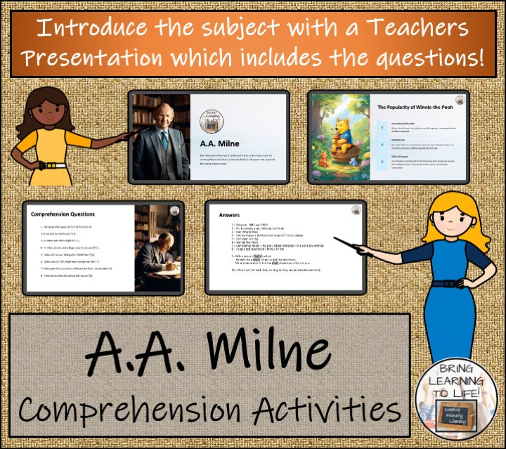 A.A. Milne Close Reading Comprehension Activities | 3rd Grade & 4th Grade