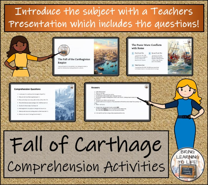 Fall of Carthaginian Empire Reading Comprehension Activities | 3rd & 4th Grade