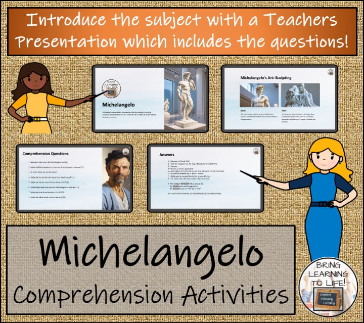 Michelangelo Close Reading Comprehension Activities | 3rd Grade & 4th Grade