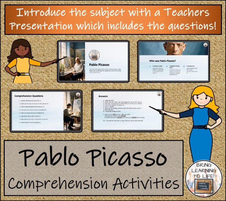 Pablo Picasso Close Reading Comprehension Activities | 3rd Grade & 4th Grade