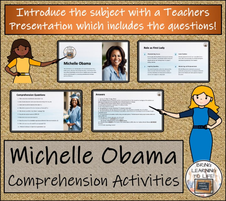 Michelle Obama Close Reading Comprehension Activities | 5th Grade & 6th Grade