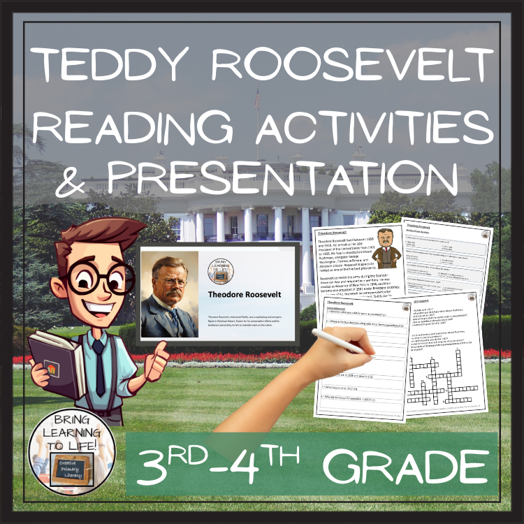 Theodore Roosevelt Close Reading Comprehension Activities | 3rd Grade & 4th Grade