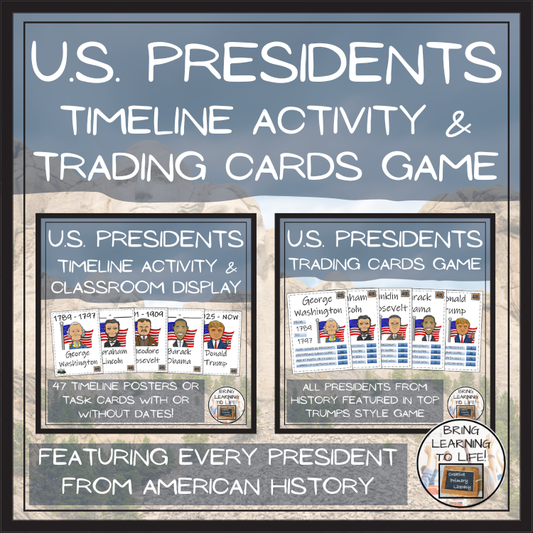 American Presidents Trading Cards Game & Timeline Activity