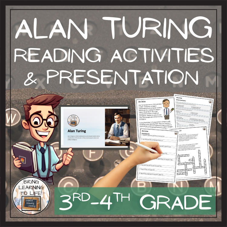 Alan Turing Close Reading Comprehension Activities | 3rd Grade & 4th Grade