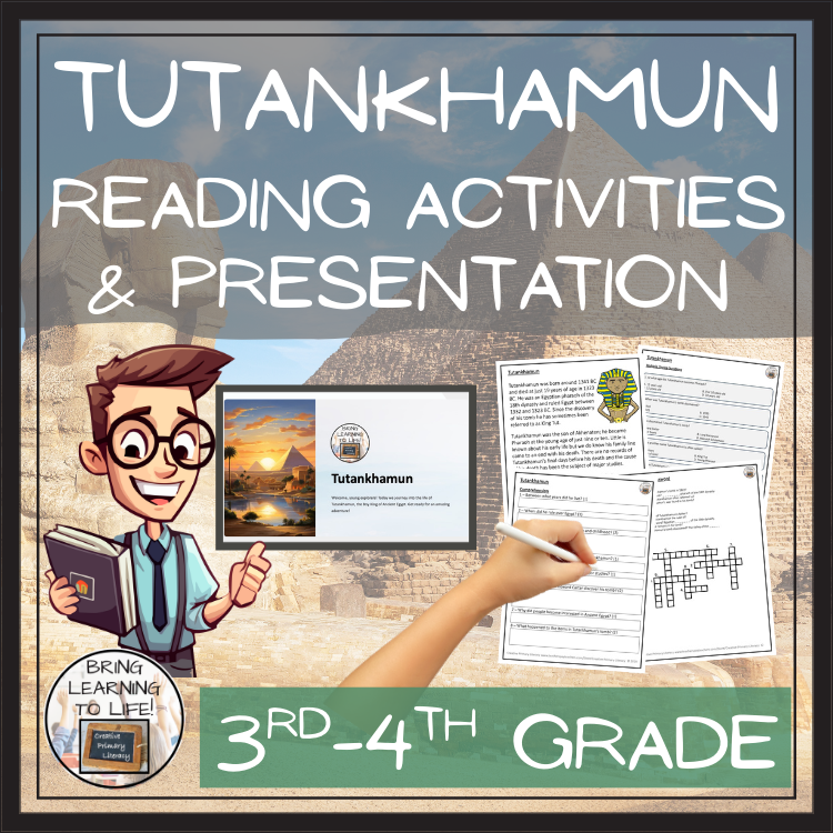 Tutankhamun Close Reading Comprehension Activities | 3rd Grade & 4th Grade