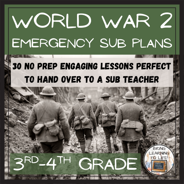 Emergency Sub Plans | World War II Bundle | 3rd Grade & 4th Grade