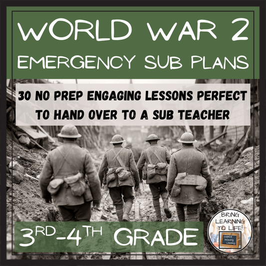 Emergency Sub Plans | World War II Bundle | 3rd Grade & 4th Grade