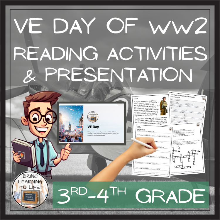 VE Day Close Reading Comprehension Activities | 3rd Grade & 4th Grade