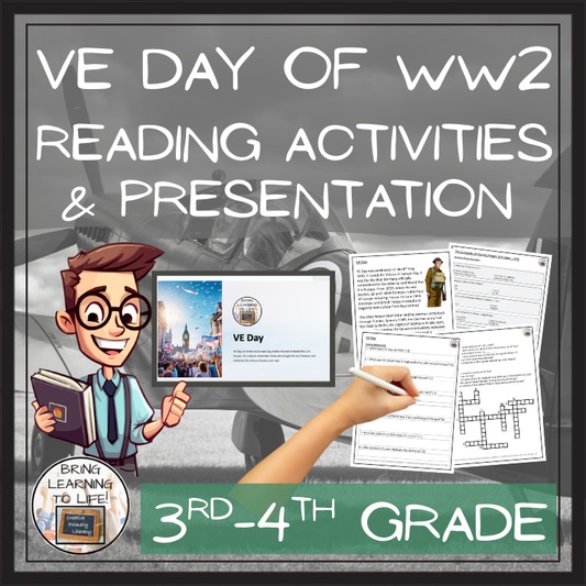 VE Day Close Reading Comprehension Activities | 3rd Grade & 4th Grade