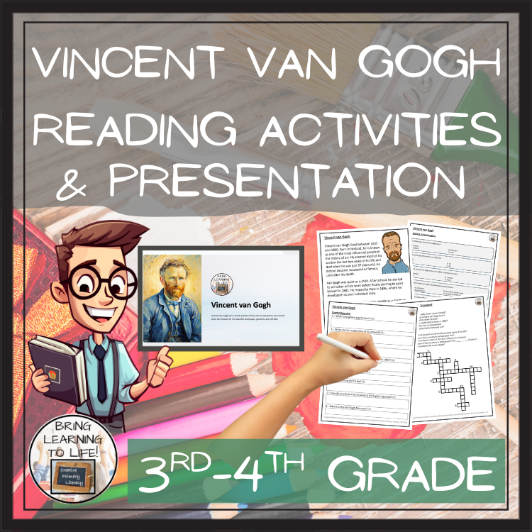 Vincent van Gogh Close Reading Comprehension Activities | 3rd Grade & 4th Grade
