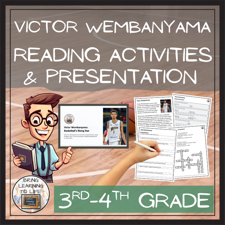 Victor Wembanyama Close Reading Comprehension Activities | 3rd Grade & 4th Grade