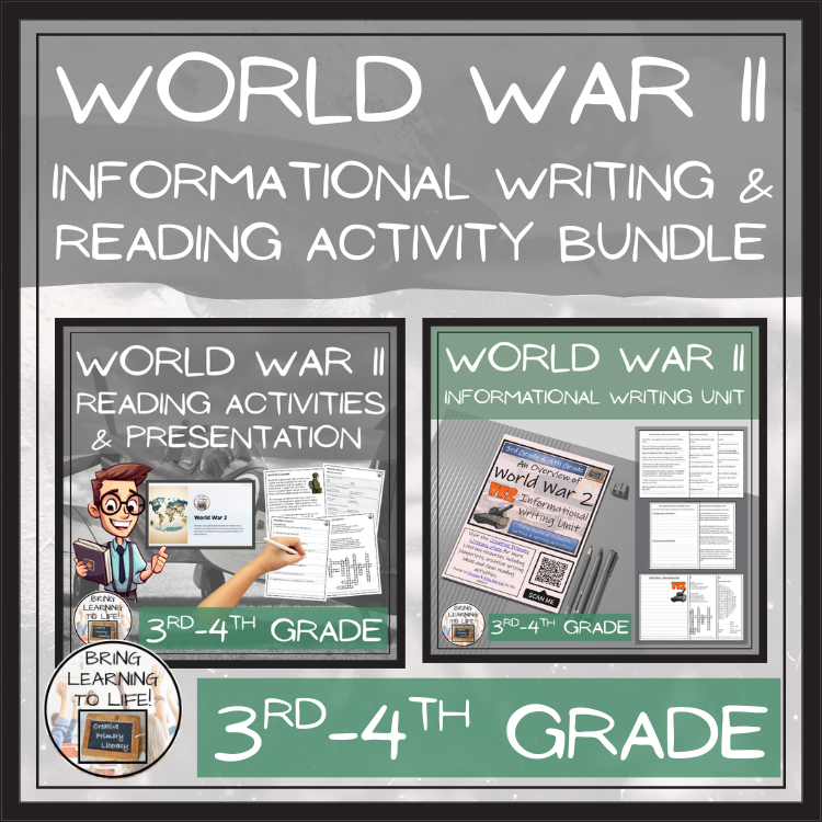 World War II Close Reading & Informational Writing Bundle | 3rd-4th Grade