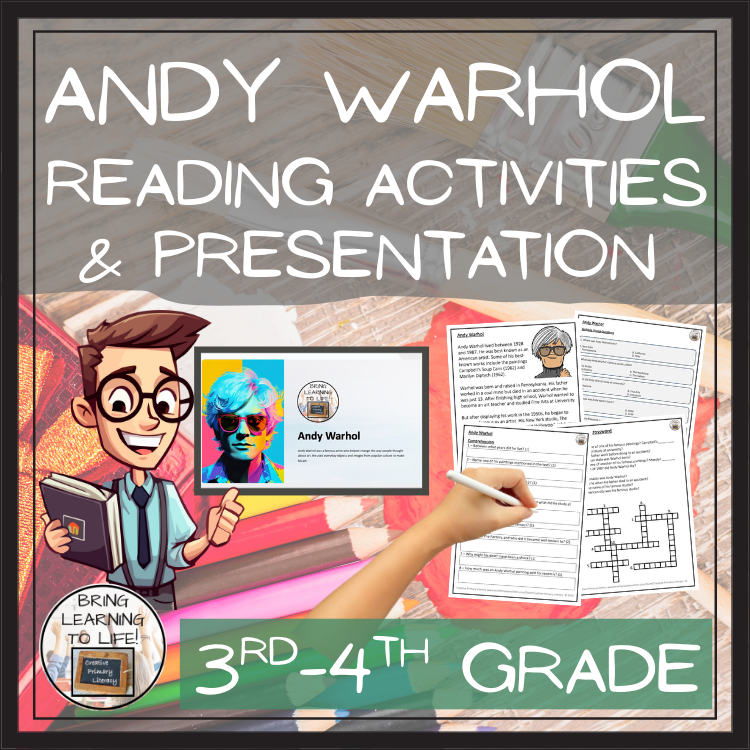 Andy Warhol Close Reading Comprehension Activities | 3rd Grade & 4th Grade