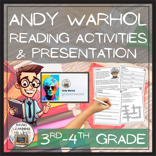 Andy Warhol Close Reading Comprehension Activities | 3rd Grade & 4th Grade